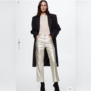 Mango Faux Leather Straight Leg Pants